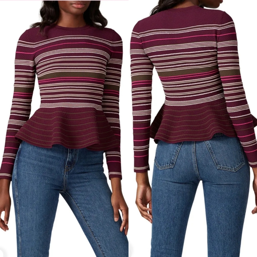 Ted Baker | Leytina Jewel Tone Stripe Peplum Sweater